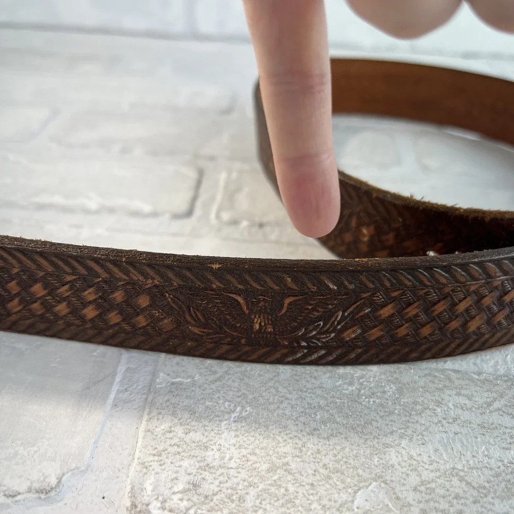 Vintage‎ Brushy Creek Belt Mens 40 Tooled Leather Eagle Western Cowboy USA 90s